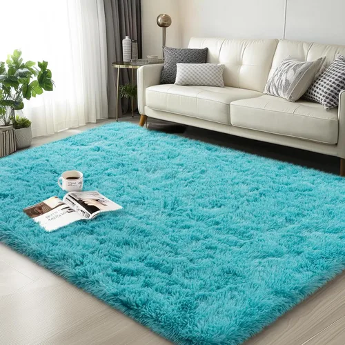 Miniatura 31 de Mugorn - Alfombra de 8 x 10 pies, alfombras grandes, esponjosas, suaves, peludas, antideslizantes, mullidas para interiores, color negro, 8 x 10 pies