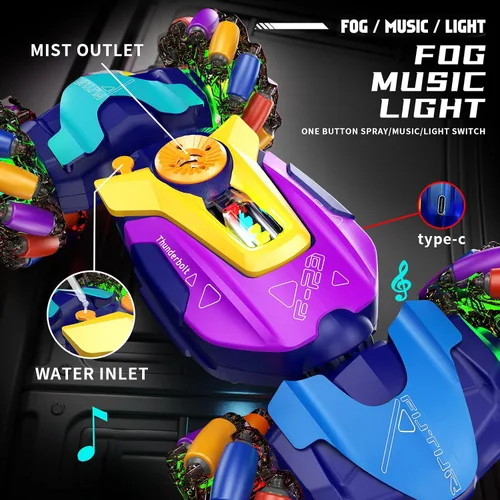 Miniatura 2 de Coche de acrobacias RC con detección de gestos, juguetes de coche de control remoto para edades 5-7-13, con luces, música y rociador, 4WD, giros