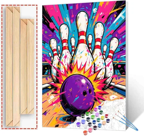 Miniatura 11 de Aihonmin Pintura por números, tema de baloncesto, kit de pintura al óleo para niños y adultos, pintura de dibujo de 16 x 20 pulgadas, pigmento Bola