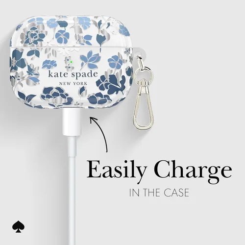 Miniatura 4 de Kate Spade New York Estuche Protector para AirPods Pro con Anillo para Llavero - Flowerbed Blue, Compatible con AirPods Pro de 2ª / 1ª