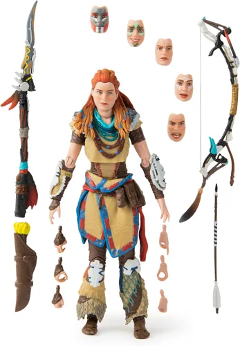 Miniatura 2 de PlayStation Horizon Forbidden West, Figura de acción Aloy Deluxe de 6 pulgadas con 15 accesorios, The Shapes Collection, para fanáticos