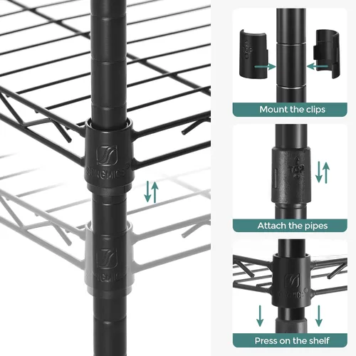Miniatura 6 de SONGMICS Estantes de almacenamiento de 5 niveles, estantería de alambre, estantes de metal de cocina, estante de almacenamiento con estantes