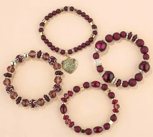 Miniatura 6 de Pulseras apilables de cuentas para mujer, estilo retro, con borlas de varias capas, de colores mixtos, juego de pulseras de cuentas tejidas