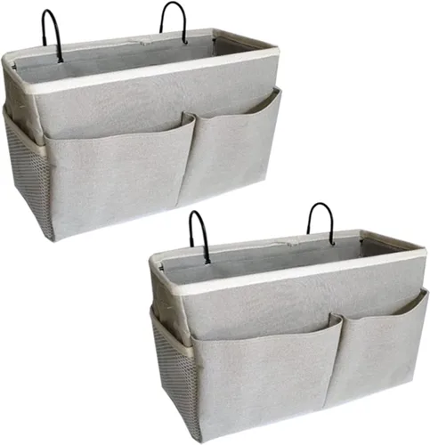 Miniatura 6 de Organizador de Mesita de Noche/Bolsa de Almacenamiento Colgante de Mesita de Noche Organizador Multifuncional para Literas Camas de Hospital Rieles