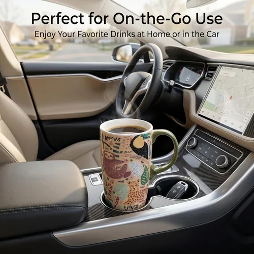Miniatura 4 de Topadorn Taza de viaje de cerámica de 17 onzas con tapa, taza de café grande, sin plomo, apta para microondas y lavavajillas, taza reutilizable