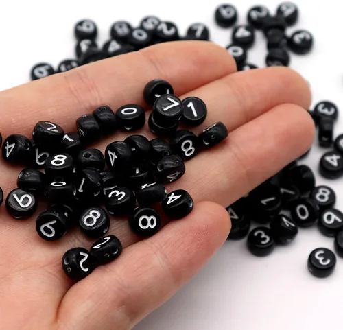 Miniatura 3 de Cuentas de números de acrílico para hacer joyas, pulseras numeradas, dijes de 0.16 x 0.27 pulgadas (0.157 x 0.276 in), monedas de disco redondas