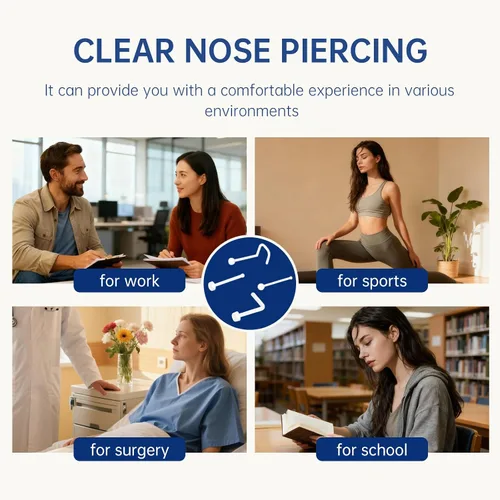 Miniatura 5 de Clear Nose Ring Bioflex for Women and Men,Plastic Clear Nose Studs for Work L Shaped,Body Silicone Piercing Retainer 18g Nose Rings Studs Piercing