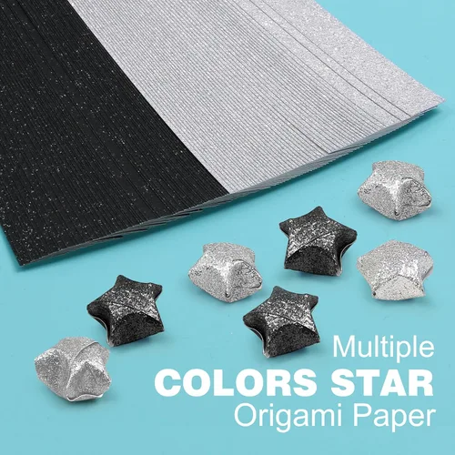 Miniatura 4 de FoDau770 Tiras de papel de estrella con purpurina, 360 hojas de papel de estrella de origami para manualidades, regalo, proyecto de bricolaje, serie