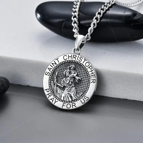 Miniatura 11 de CEKAMA - Collar de plata de ley 925 con dije de amuleto para hombres y mujeres, con cadena de 0.098 in, 22 pulgadas + 2 pulgadas