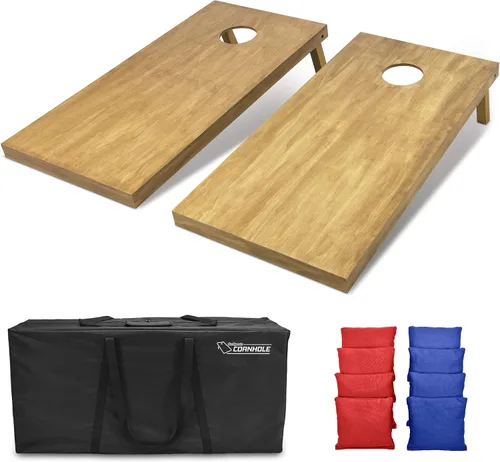 Miniatura 57 de GoSports 4 ft x 2 ft Regulation Size Wooden Cornhole Boards Set with Light Brown Finish - Includes Carrying Case and Bean Bags Negro- gris