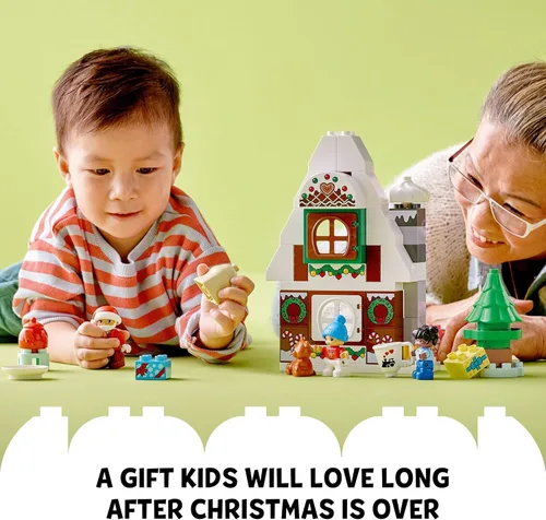 Miniatura 6 de LEGO DUPLO - Juego de construcción de casa de jengibre de Papá Noel, juguete de Navidad para niños y niñas de 2 años, incluye figura de Papá Noel
