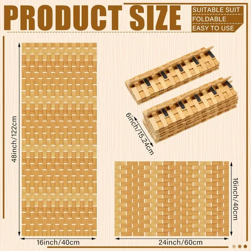 Miniatura 2 de Barydat Juego de 2 tapetes de baño de bambú para bañera larga y grande, antideslizante, tapete de ducha de bambú, tapete de madera impermeable
