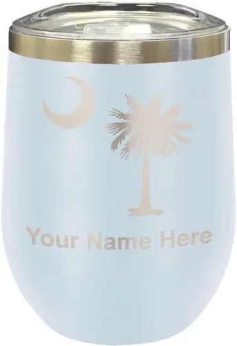 Miniatura 21 de LaserGram Vaso de vino de acero inoxidable de doble pared, bandera de Carolina del Sur, grabado personalizado incluido (rosa)