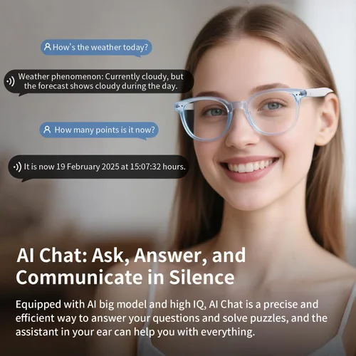 Miniatura 5 de Lentes inteligentes AI para hombres y mujeres, impulsados por IA por traducción, reducción de ruido, micrófono y altavoces de audio de oído abierto