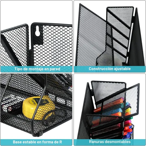 Miniatura 2 de Jakyitvi Organizador de archivos montado en la pared, organizador de escritorio de metal ajustable y duradero de 4 niveles, soporte para archivos