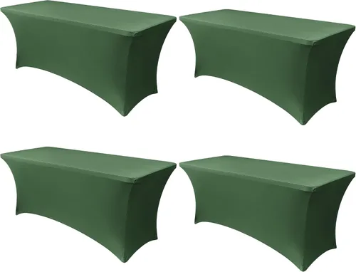Miniatura 85 de Obstal Funda de mesa de elastano elástica de 4 pies para mesas plegables estándar, paquete de 2 manteles rectangulares universales ajustables