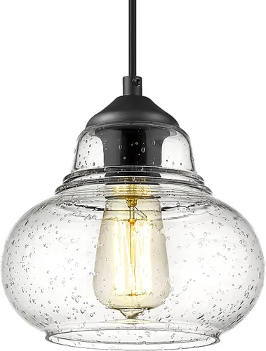 Miniatura 12 de ELYONA Paquete de 2 Luces Colgantes de Vidrio Burbuja, Lámpara Colgante Vintage de 8 Pulgadas de Vidrio Granulado, Luminarias Colgantes Industriales