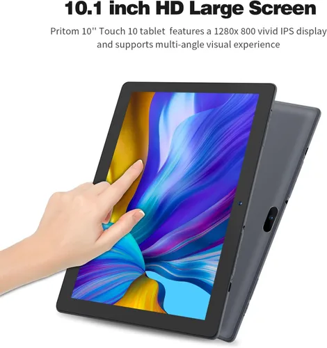 Miniatura 4 de PRITOM Tablet Android 13 de 10 pulgadas, tableta con funda, 64 GB, expansión de 512 GB, Quad-Core, pantalla IPS HD de 1280 * 800, cámara dual
