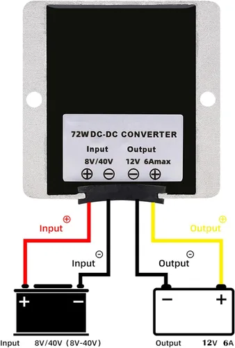 Miniatura 3 de Convertidor DC 8V-40V a 12V 6A 72W, Convertidor Regulador de Voltaje de Paso Abajo y Paso Arriba, Adaptador de Voltaje Potencia Aumentador, Reductor