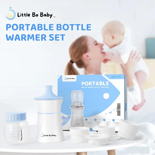 Miniatura 4 de Little Bo Baby - Juego de calentador de biberones portátil, calentador portátil con biberón y adaptador, calentador de botellas de viaje para leche