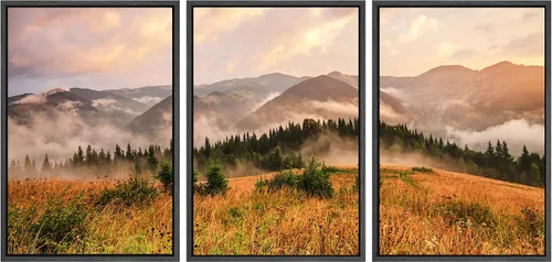 Miniatura 76 de SIGNWIN Lienzo enmarcado para pared, juego de arte nublado de tormenta, cielo, bosque otoñal, árboles, rústico, naturaleza, fotografía, realismo