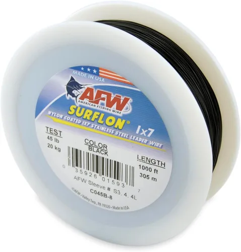 Miniatura 97 de Alambre de pesca americano Surflon recubierto de nailon 1x7 de acero inoxidable, línea líder de pesca para agua salada, prueba de 10 libras - prueba