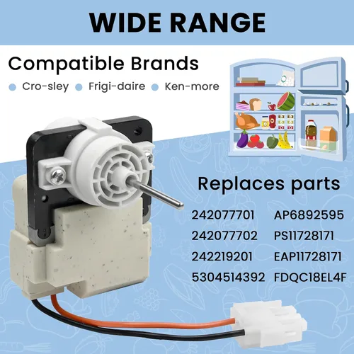 Miniatura 4 de AMI PARTS 242077702 242077705 Motor de ventilador evaporador Compatible con Frigi.daire Ken.More CROS.Ley Reemplaza FDQC18EL4F 242077701 5304514392