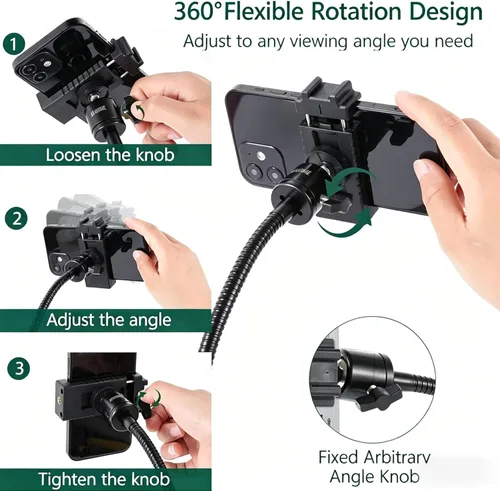 Miniatura 5 de Soporte de teléfono con cuello de cisne, soporte de teléfono ajustable para escritorio, soporte de teléfono para grabar transmisión en vivo, soporte