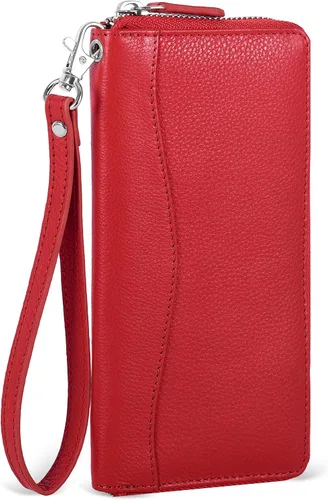 Miniatura 13 de Oak Leathers Cartera de cuero para mujer – Cartera Clutch RFID para mujer con 8 portadores de tarjetas de crédito, bolsillo para monedas, regalo
