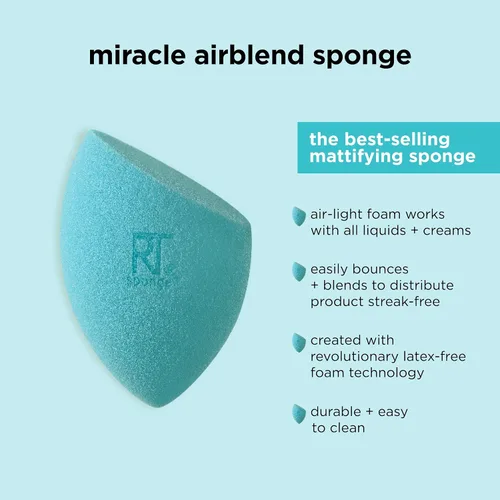 Miniatura 8 de Real Techniques Esponjas de maquillaje surtidas, tez milagrosa, polvo milagroso, esponja de belleza Miracle Airblend para mezclar maquillaje