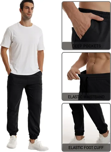 Miniatura 4 de GYMBULLFIGHT Pantalones deportivos para hombre, para gimnasio, correr, entrenamiento, pantalones deportivos con cordón y bolsillos