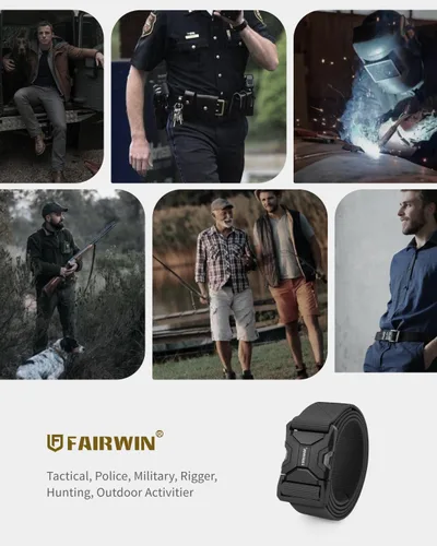 Miniatura 6 de FAIRWIN Tactical Belt Men, 1.5" Stretch Nylon Web Military Hiking Rigger Work Belts with Quick-Release Seatbelt Buckle
