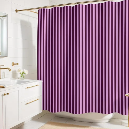 Miniatura 18 de Cortina de ducha MidMod rosa – 72 x 72 pulgadas, cortina de baño moderna de mediados de siglo con patrón cuadrado abstracto, diseño retro de tela