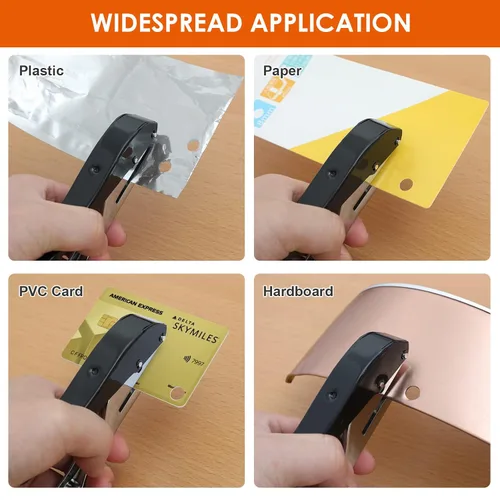 Miniatura 4 de Perforadora de agujero de 3/8 pulgadas-0.394 in de un solo agujero, perforador de agujero de servicio pesado, perforador de papel portátil de mano
