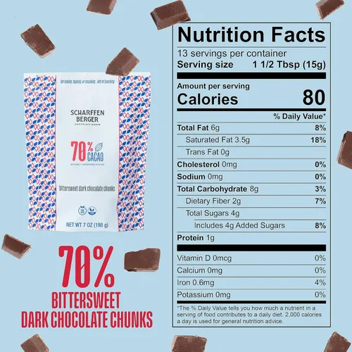 Miniatura 2 de Scharffen Berger Trozos de Chocolate para Hornear (7 onzas, paquete de 3) - Trozos de Chocolate Semi-Amargo Oscuro para Hornear, 70% Cacao, Sin