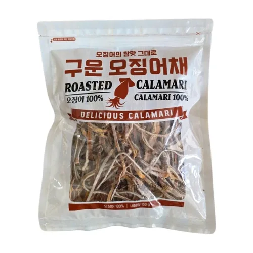 Miniatura 5 de Cecina de calamar seco asado 100% [Bolsa de 5.29 oz] – Cecina de calamar asado en rodajas para adultos y niños – 9 g de proteína por porción
