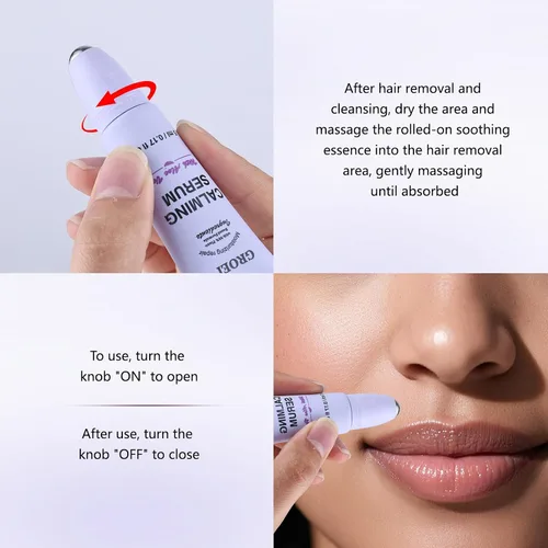 Miniatura 9 de Crema depilatoria facial para mujeres, kit de cremas depilatorias faciales suaves con raspado, suero calmante, crema removedor de vello corporal