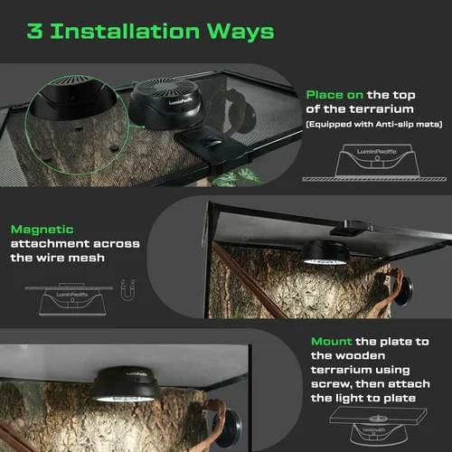 Miniatura 6 de Luz LED para reptiles con control remoto, lámpara UVA UVB FR para reptiles de selva tropical y desierto, zonas Ferguson 1-4, temporizador, regulable
