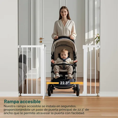 Miniatura 8 de Cumbor Puerta para Bebés de 29.7-48" para Escaleras, Ganadora del Premio Mom's Choice Awards - Puertas para Perros para Entradas, Puerta de Blanco