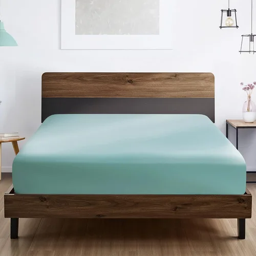 Miniatura 6 de FreshCulture Sábana bajera ajustable tamaño Queen, calidad de hotel, microfibra cepillada ultrasuave y transpirable, bolsillo profundo, sábanas Azul