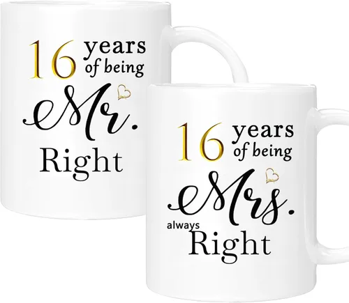 Miniatura 28 de Juego de 2 Tazas de Café del 11º Aniversario, Regalos de Boda del 11º Año Decoraciones de Aniversario para Parejas Padres Hombres Mujeres Marido