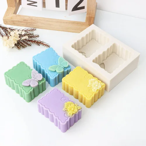 Miniatura 4 de Playing Mold Molde de silicona para jabón de 2 cavidades de mariposa y flores, hecho a mano, para jabón, pasteles, fondant, chocolate, arcilla
