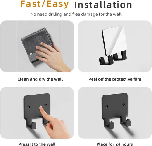 Miniatura 6 de GTK Paquete de 4 soportes para llaves para pared, soporte para maquinilla de afeitar montado en la pared, perchero para sombreros, ganchos Negro