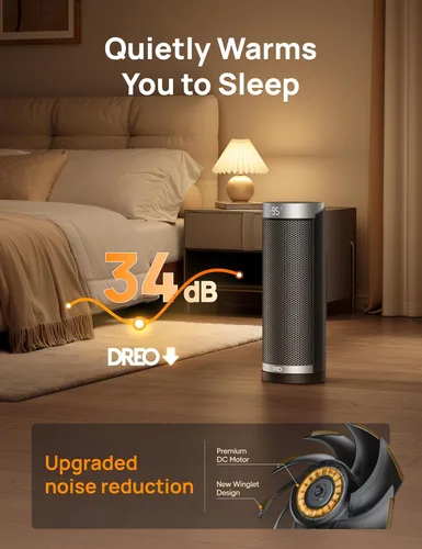 Miniatura 7 de Dreo Calentadores de espacio para uso en interiores, calentador eléctrico con control remoto para dormitorio grande, 16 pulgadas mejorado 1500 W