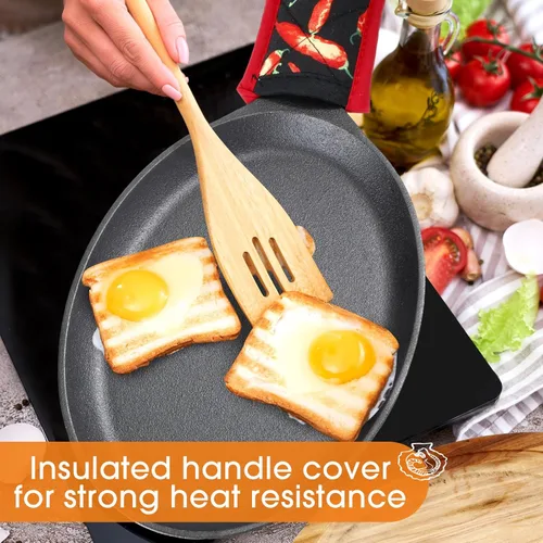 Miniatura 7 de Lallisa 2 juegos de juego de platos de fajita de hierro fundido Juego de platos de fajita con bandeja de madera Protección contra quemaduras Guantes