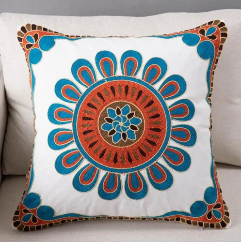 Miniatura 2 de Judy Dre am Funda de cojín 100 % algodón, cuadrada, bohemia, bordada, para sofá, cama, sala de estar, funda de almohada bohemia de 18 x 18 pulgadas