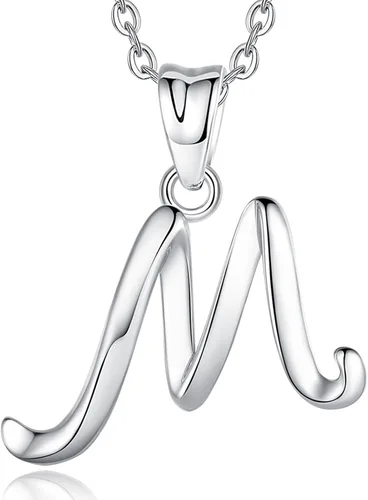 Miniatura 143 de EUDORA Collares de plata esterlina con inicial para mujer, regalos clásicos de 26 letras sin cuello para niñas, hermana, madre hija, cadena de 18