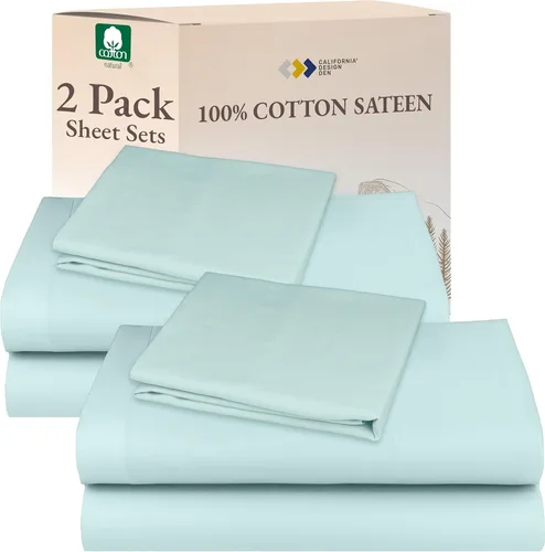 Miniatura 44 de California Design Den Sábanas de Algodón 100% Natural Tamaño Full Juego de Cama con Bolsillos Profundos - Tejido Satinado Suave, Sábanas Duraderas