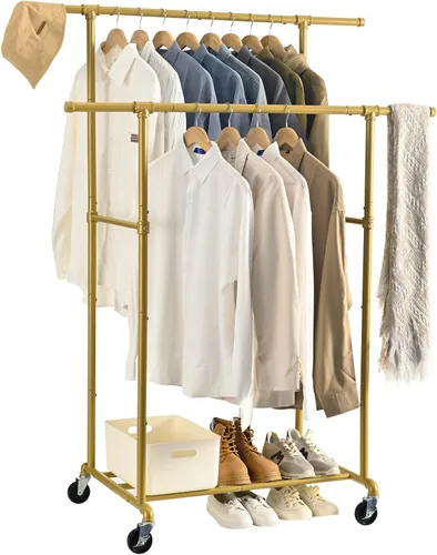 Miniatura 10 de FOUCSSOMEI Perchero de ropa con ruedas, perchero de ropa resistente, perchero de ropa de metal, organizador de armario, para dormitorio, sala