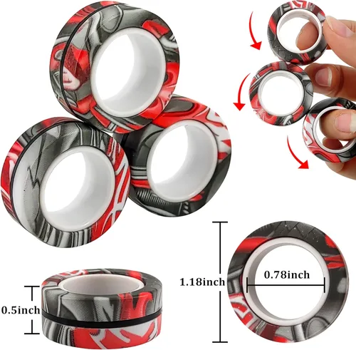 Miniatura 3 de Dermasy Juego de 6 juguetes para ansiedad con anillos magnéticos novedosos para aliviar el estrés y la ansiedad, gran regalo para adolescentes
